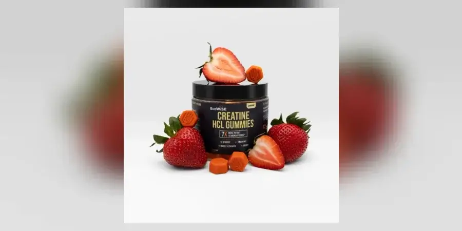 EcoWise creatine HCl gummies with strawberries