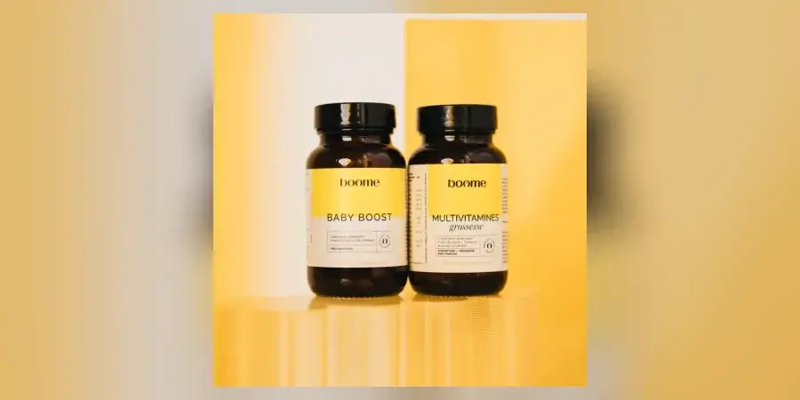 Boome Baby Boost and Pregnancy Multivitamins bottles